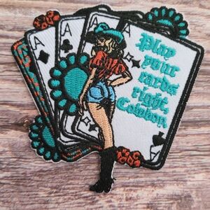 Play Your Cards Right Cowboy, Turquoise Western Poker County Iron on Patch